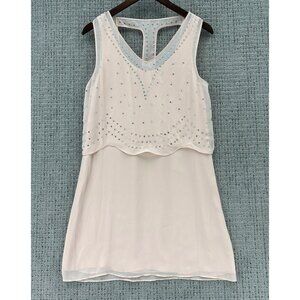 Pearl Georgina Chapman Dress Womens 8 Blush Pink Sleeveless Rhinestone Chiffon